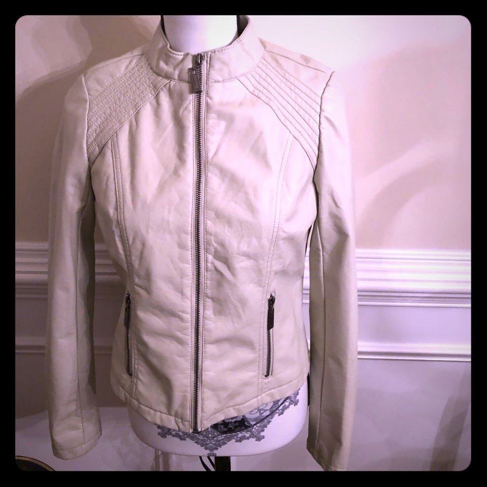 Off-white J2 by jou jou Vegan Leather Moto Jacket.